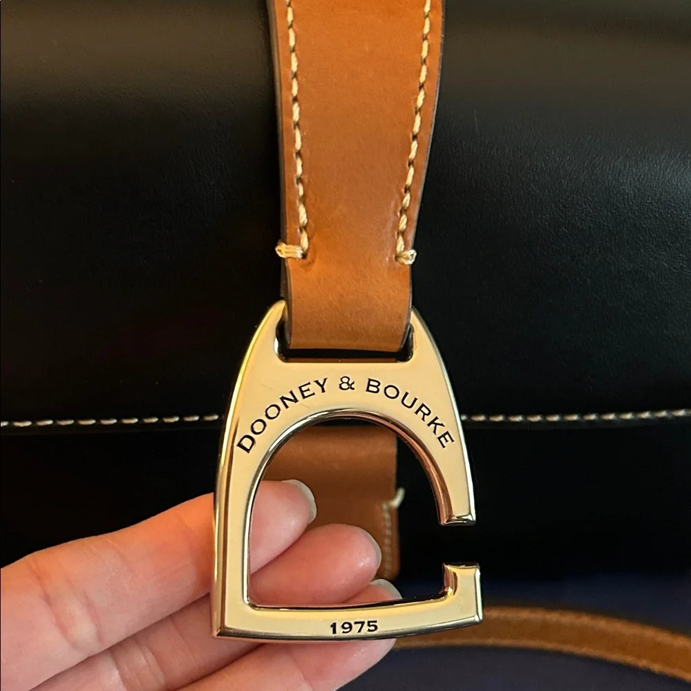 Dooney & Bourke Black Leather Crossbody with Brown Trim